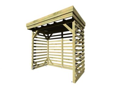 Abri pour bois de chauffage avec armoire - Dimensions : 65 x 200 x 193 cm  (L x l x h)
